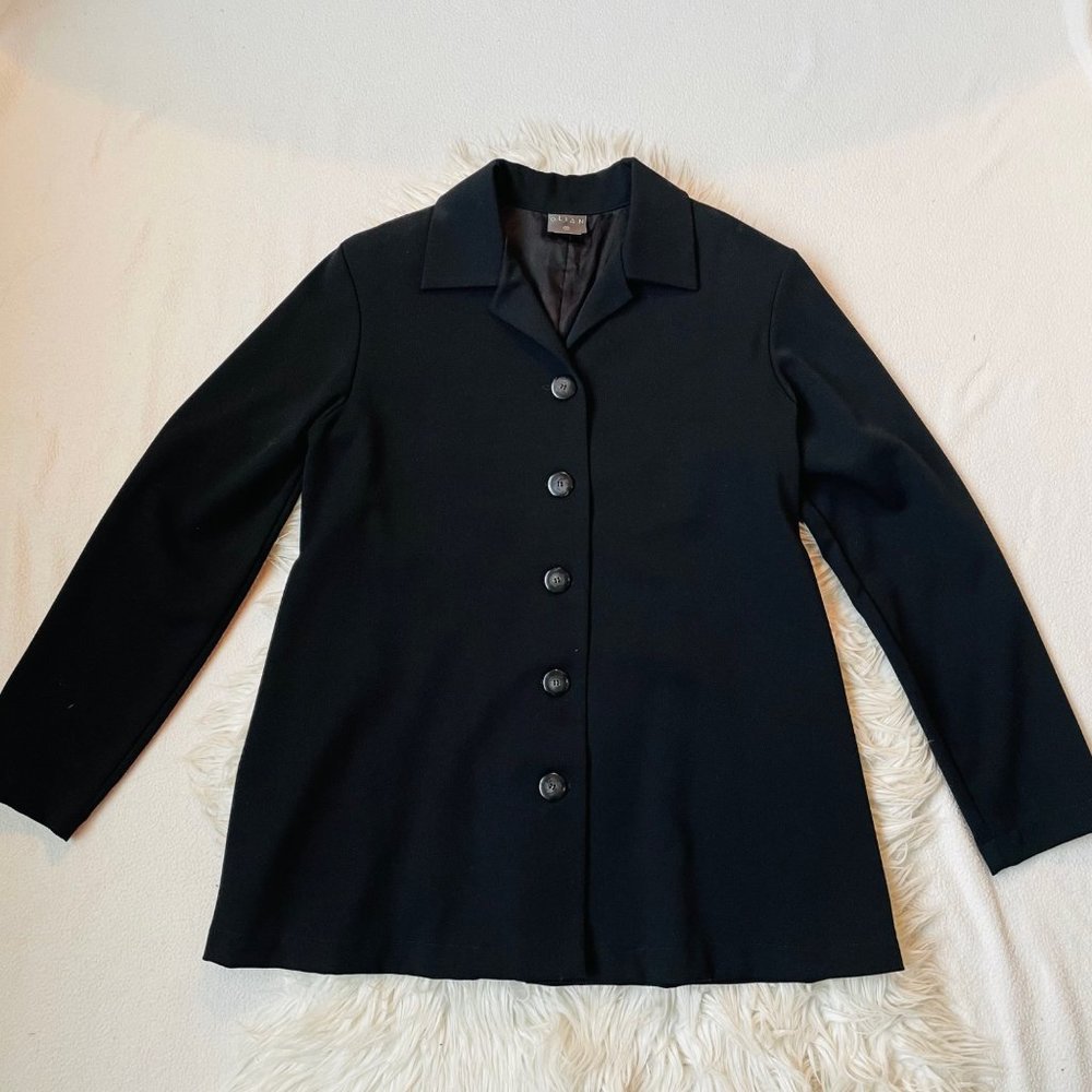Olian Womens Maternity Black Long‎ Sleeve Button Down Suit Coat Blazer Medium